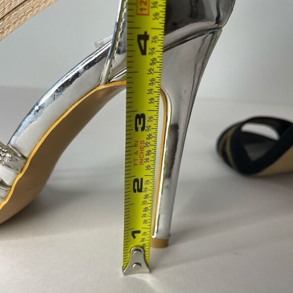 Ankle Strap Open Toe Rhinestone Stiletto Heels - Picture 8 of 11